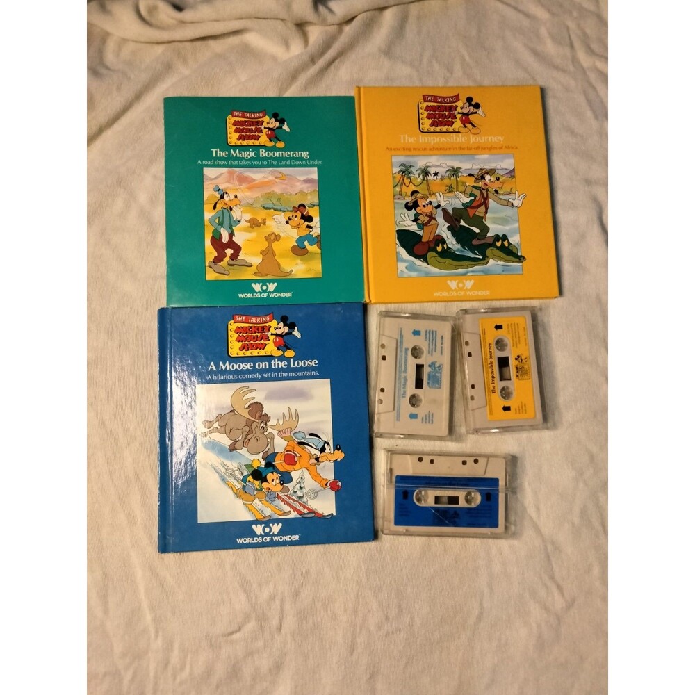TALKING MICKEY MOUSE SHOW ~ Disney Books & Cassette Tapes ~ Lot 1980s